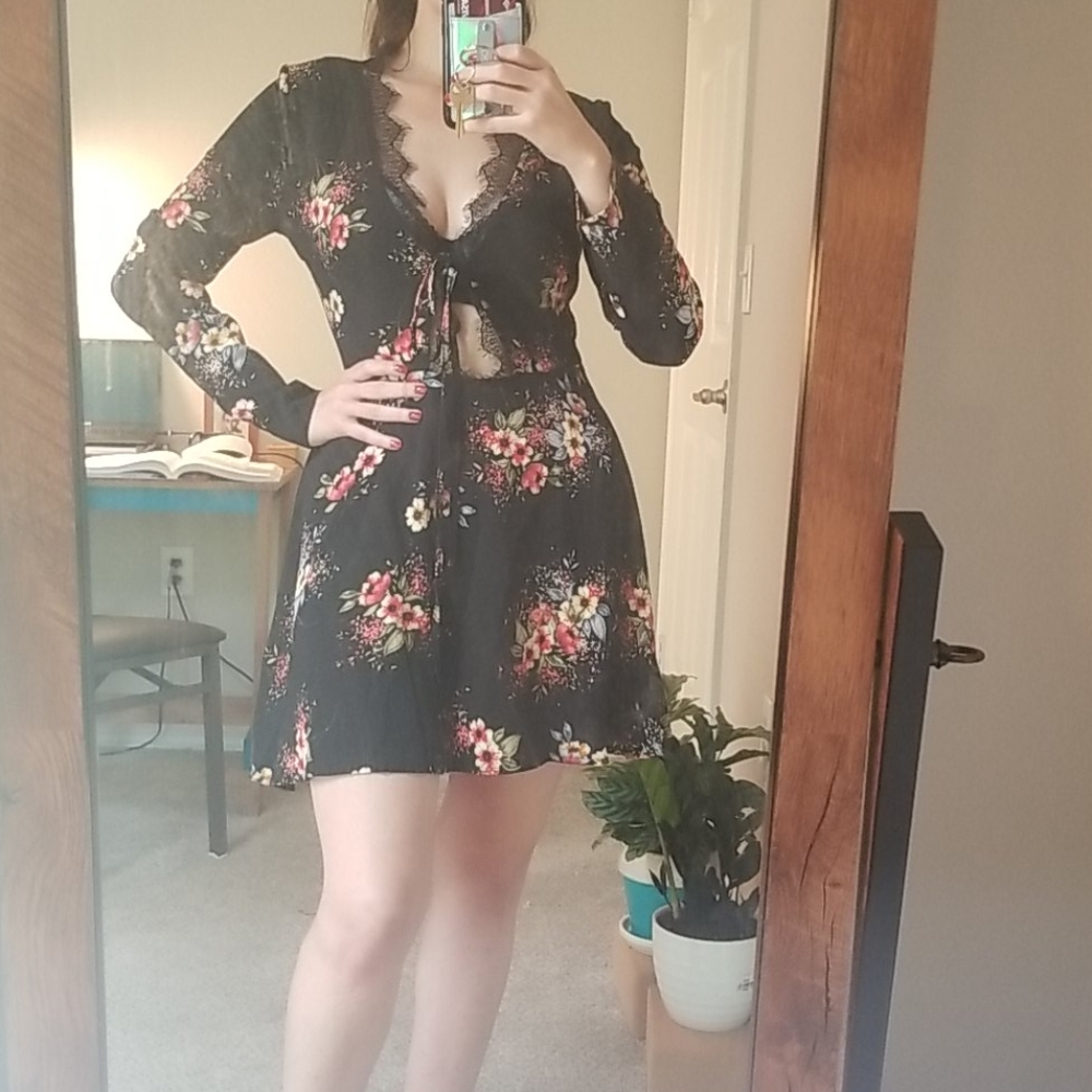 Floral black dress